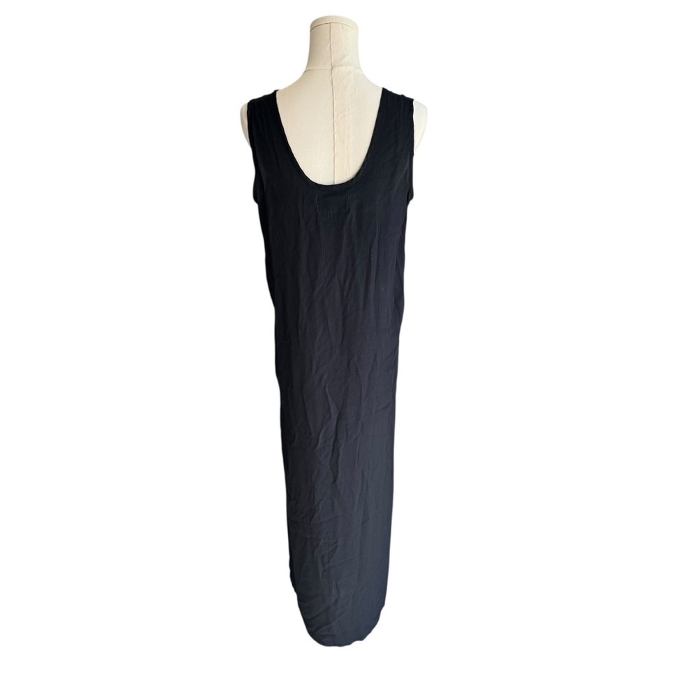 FLAX - Black Sleeveless Midi Dress Small Rayon Minimalist Sz S - Picture 3 of 6